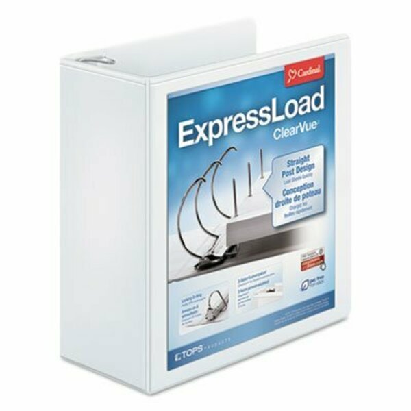 Cardinal Brands Cardinal, EXPRESSLOAD CLEARVUE LOCKING D-RING BINDER, 3 RINGS, 4in CAPACITY, 11 X 8.5, WHITE 49140